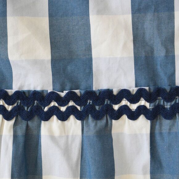 MADEWELL Women's Rickrack Cattail Tiered Dress in Gingham Check Blue Size S - Picture 8 of 11